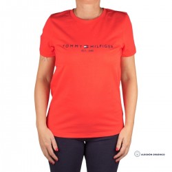 Tommy Hilfiger Camiseta Essential Daring Scarlet Rojo Coral Mujer
