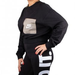 Nike Sudadera Sportswear Heritage Fleece Bolsillo Negro Mujer