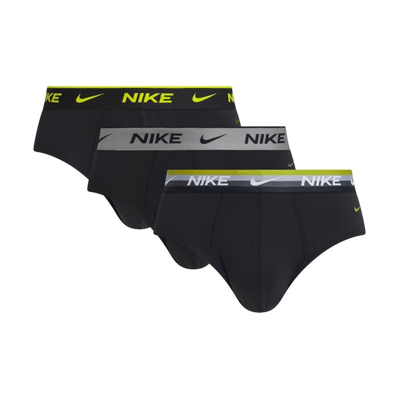 Nike Calzoncillos Brief Slip 3 uds Negro Gris Amarillo fluor Hombre