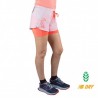 New Balance Short Malla Running Printed Impact Run 2in1 Stone pink Rosa Naranja Mujer
