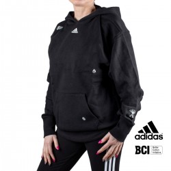 ADIDAS Sudadera Relaxed Hoodie with Healing Crystals-Inspired Negra y blanca Black white  Mujer