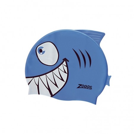 Zoggs Gorro de natación Junior Character Silicone Cap Shark Tiburón Azul Niño
