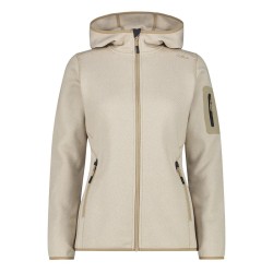 Campagnolo Chaqueta Polar Knitted Melange Hoody Jacket Marrón Blanco Sesamo Mujer