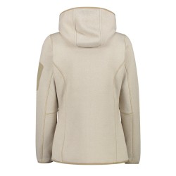 Campagnolo Chaqueta Polar Knitted Melange Hoody Jacket Marrón Blanco Sesamo Mujer