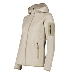 Campagnolo Chaqueta Polar Knitted Melange Hoody Jacket Marrón Blanco Sesamo Mujer