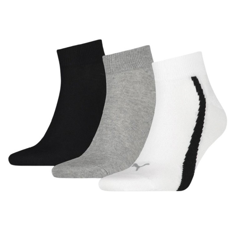 Puma Calcetines Lifestyle Quarter 3p Blanco Gris Negro White Black Grey Unisex