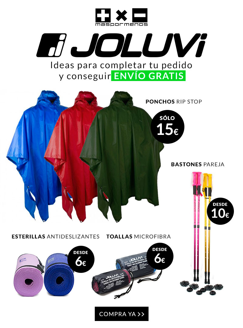 Comprar ponchos rip stop joluvi, bastones de senderismo, colchonetas en oferta.