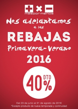 Rebajas Primavera - Verano 2016 - 40% dto